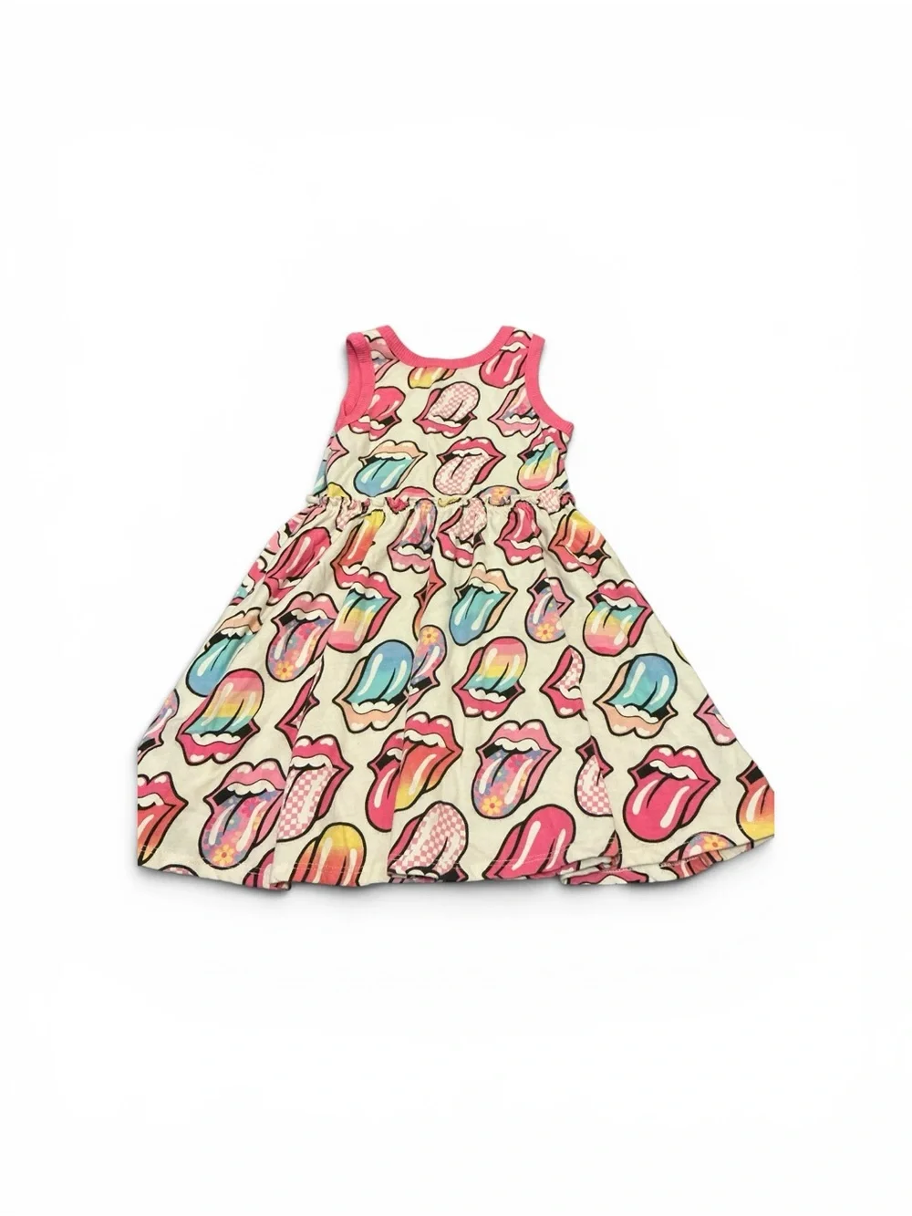 the Rolling Stones Pink and White Lip Print Tank Top